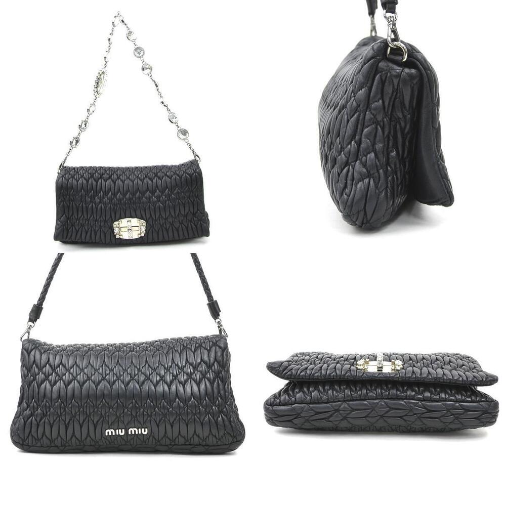Miu Miu Black Shoulder Matelass Bag Leather